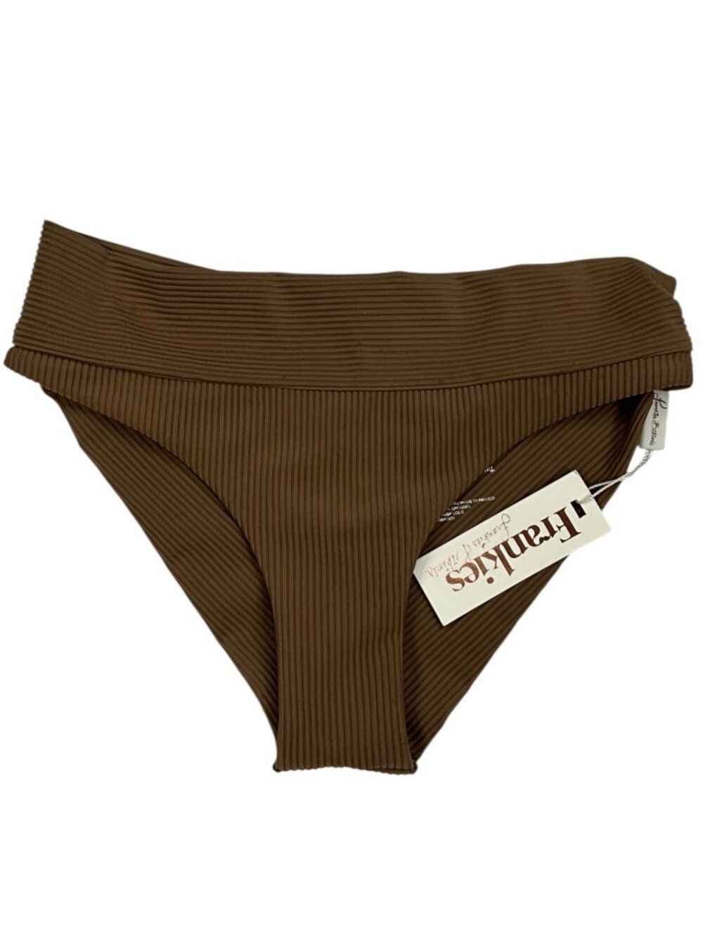Frankies Bikinis Gavin Rib Bikini Bottom S Brown Swimwear
